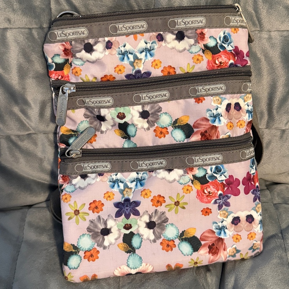 LeSportsac Floral Crossbody Bag - Gray and Multicolor